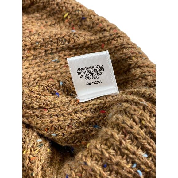 Zenana Sweater Size Medium Brown Color Flecks Open Shoulder Distressed Oversized - Picture 6 of 11